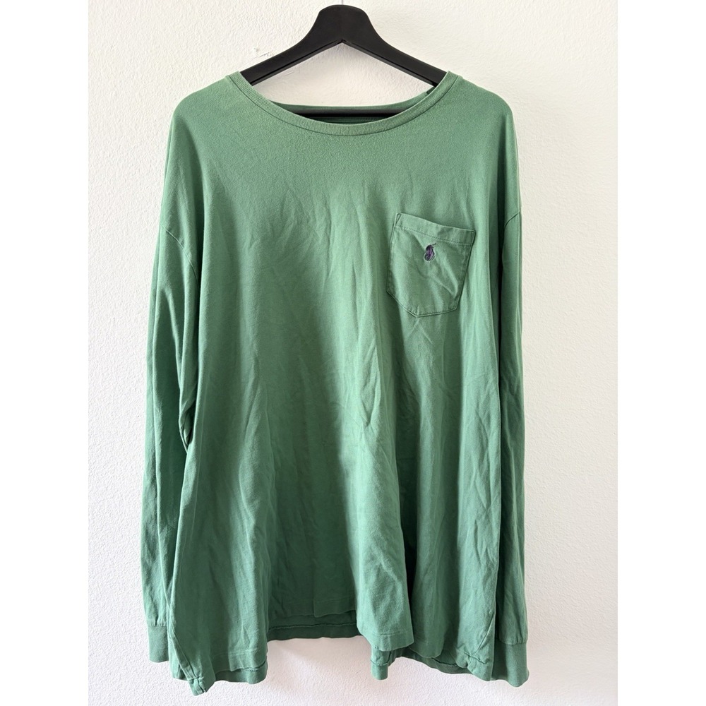 Polo Ralph Lauren Long Sleeve Pocket T-Shirt Men XXL Green Purple Pony Logo